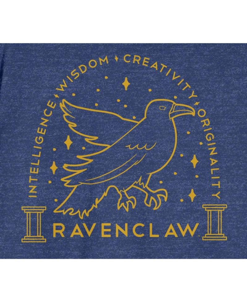 Men's Ravenclaw Crest Gold Line Art Navy Heather T-shirt-XXL