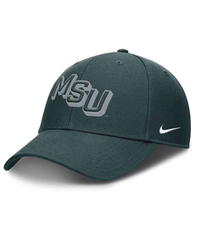 Men's Green Michigan State Spartans Slanted Primetime Rise Performance Adjustable Hat