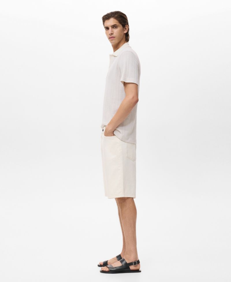 Men's Openwork Knitted Cotton Polo Shirt