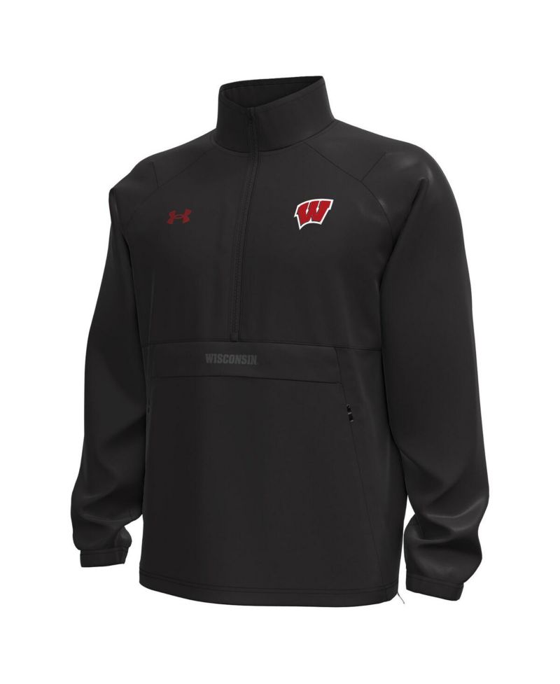 Men's Black Wisconsin Badgers Unstoppable Woven Anorak Half-Zip Jacket