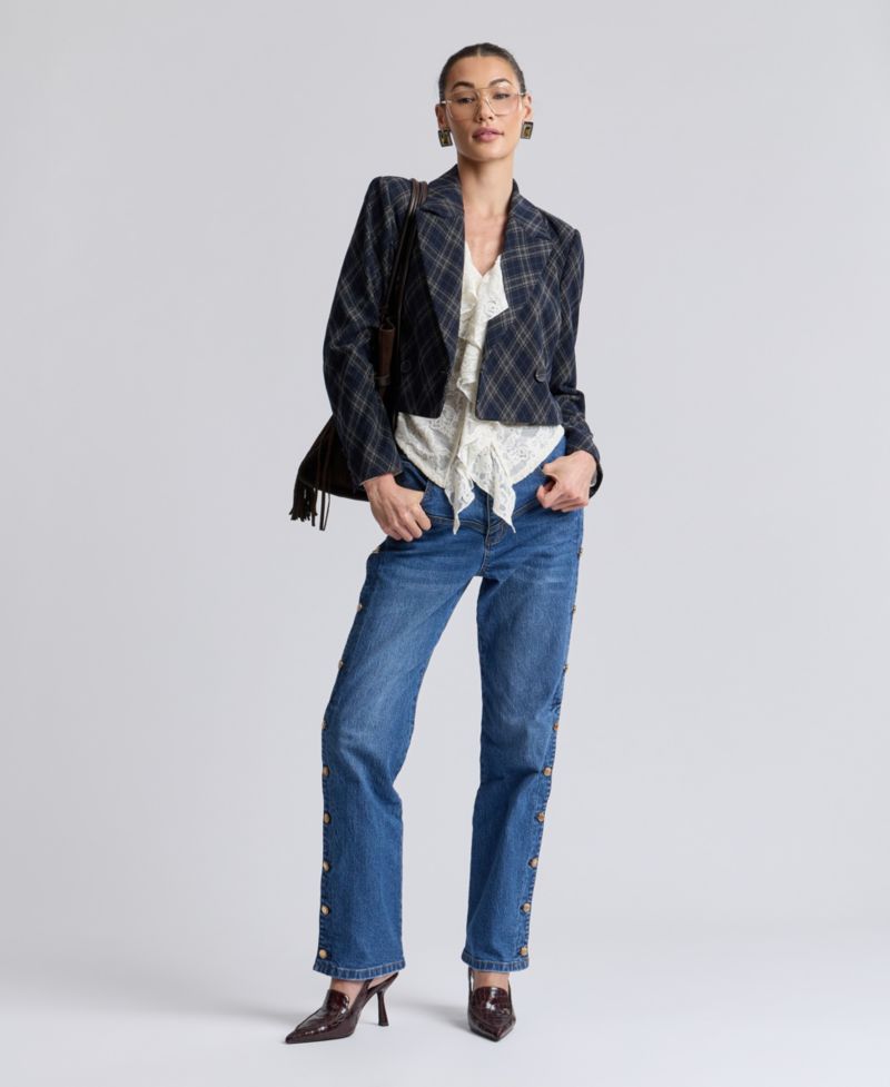 Women's Cropped Double-Breasted Blazer