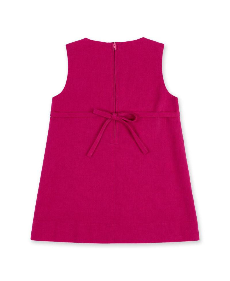 Girls' 7-16 Floral-Print Back Zipper Corduroy Dress