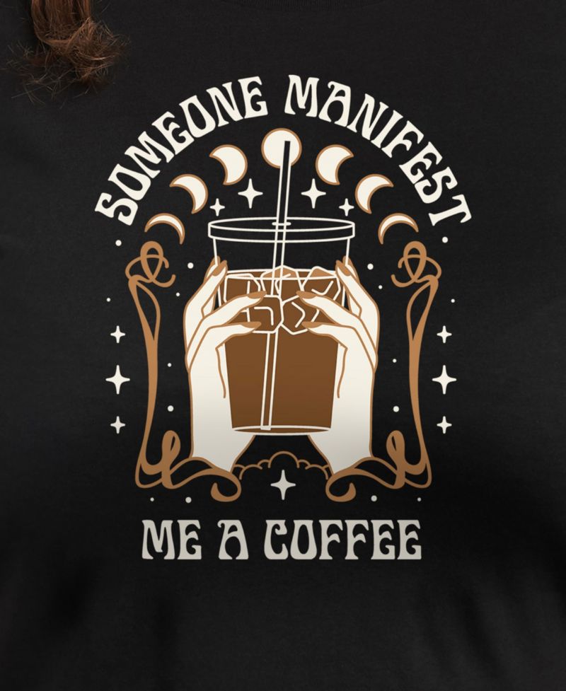 Trendy Plus Size Don't Manifest Coffee Graphic Crew Neck T-Shirt