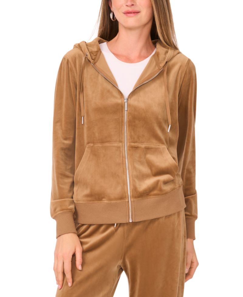 Women's Velour Zip-Front Hoodie Jacket