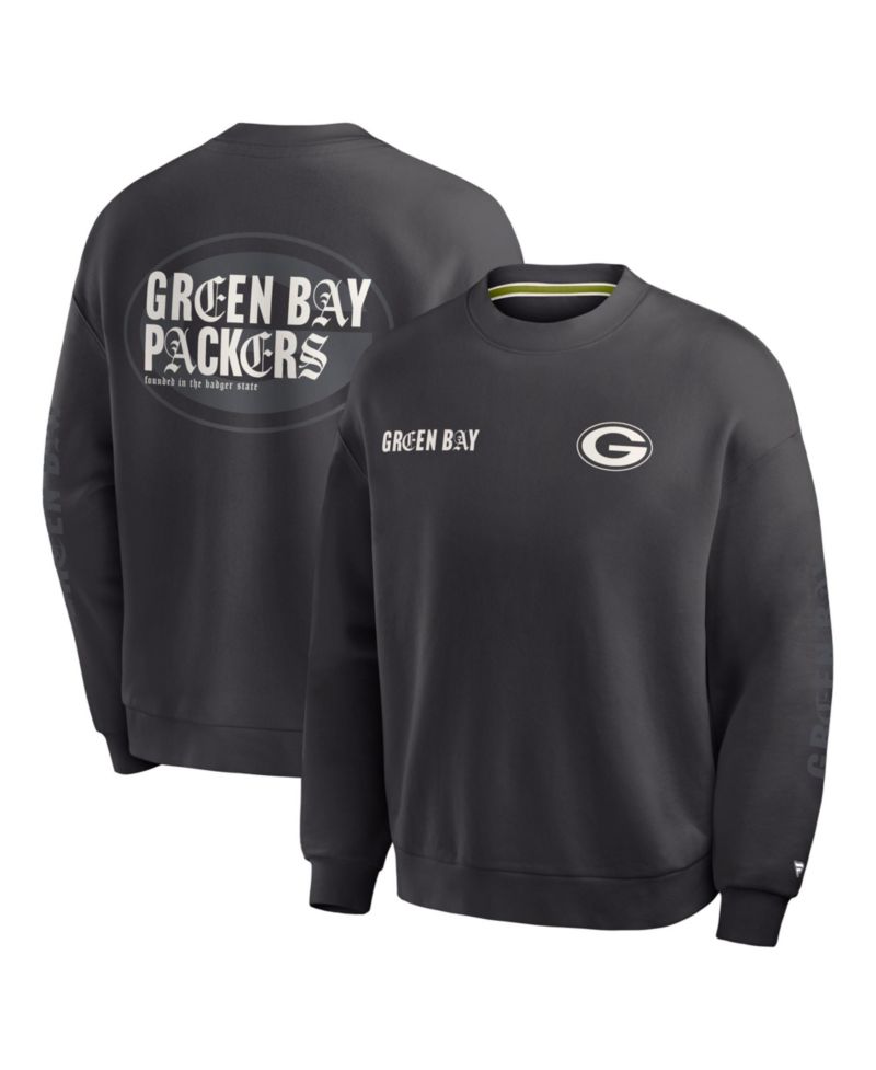 Men's Charcoal Green Bay Packers Oversized Type Play Multi Sweatshirt