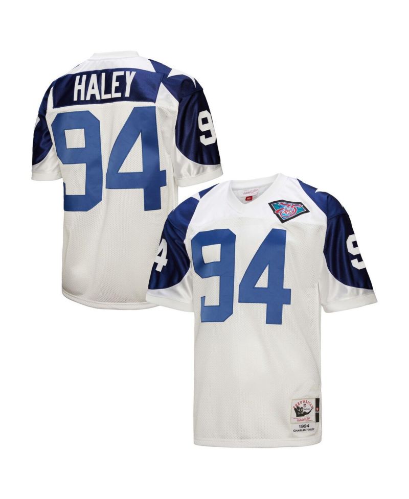 Men's Charles Haley White Dallas Cowboys 1994 Authentic Throwback Retired Player Jersey
