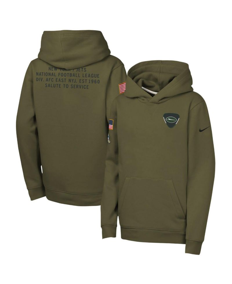 Big Boys and Girls Olive New York Jets 2025 Salute to Service Club Fleece Hoodie
