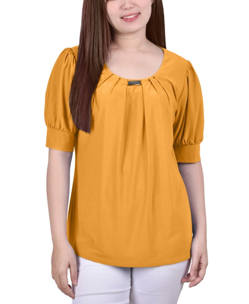 Petite Short Sleeve Balloon Sleeve Top