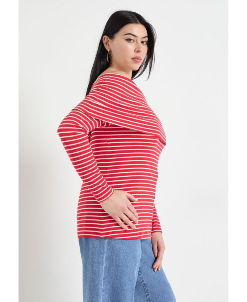 Women's June and Vie Long-Sleeve Off-The-Shoulder Top