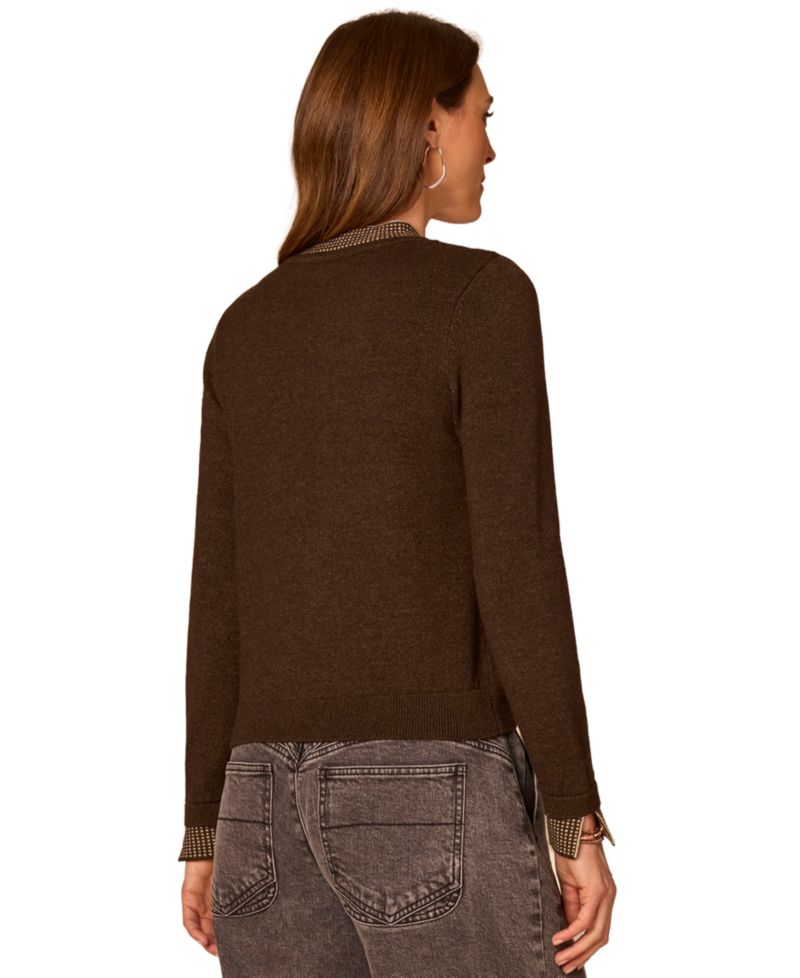 Petite Self-Tie Long-Sleeve Pullover Sweater