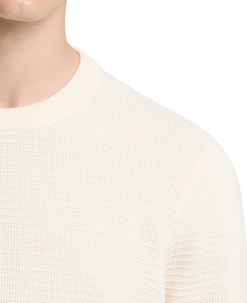 Men's Textured Cotton Crewneck Sweater