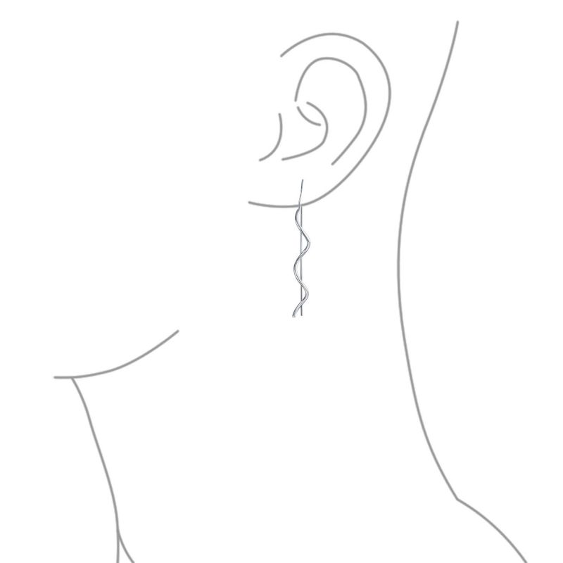 Geometric Wavy Zig Zag Thin Wire Threader Earrings .925 Sterling Silver