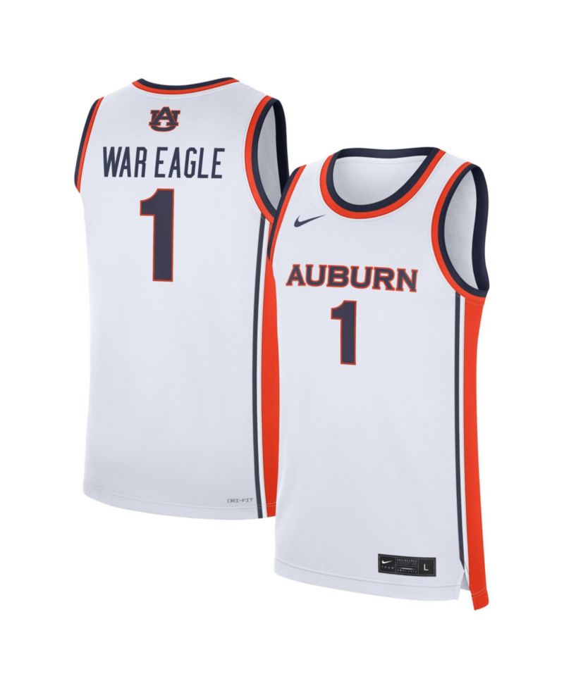 Men's White Auburn Tigers 1 Home War Eagle Replica Basketball Jersey