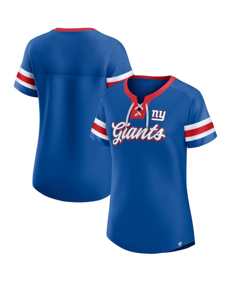 Women's Royal New York Giants Original State Lace-Up T-shirt