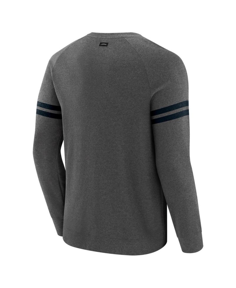 Men's Dark Heather Gray Carolina Panthers Players Lounge Raglan Tri-Blend Sweatshirt
