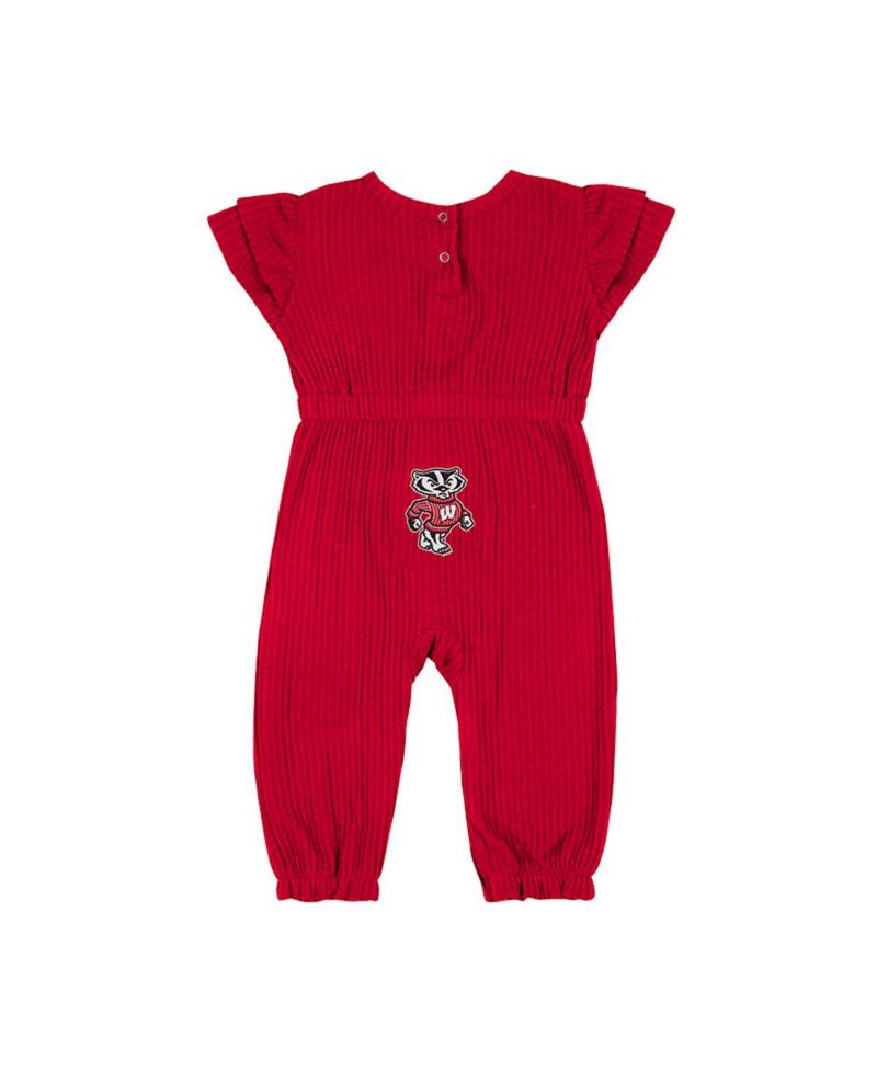 Baby Boys and Girls Red Wisconsin Badgers Beautopia Waffle Knit Romper