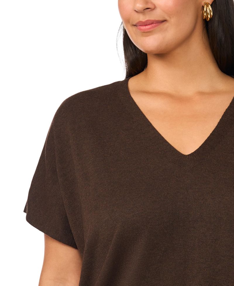 Plus Size V-Neck Short-Sleeve Boxy Sweater