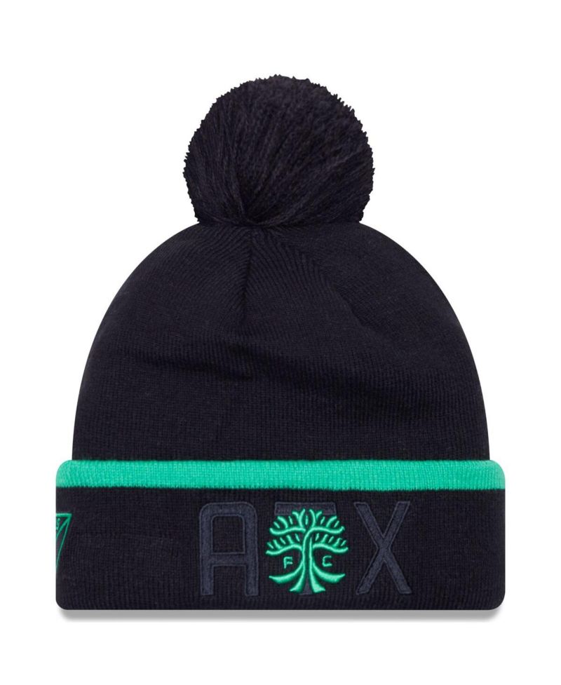 Men's Black Austin FC Wordmark Kick Off Cuffed Knit Hat with Pom