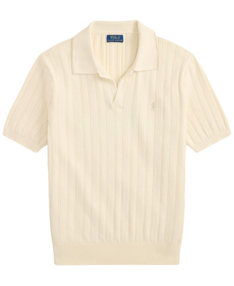 Men's Textured Cotton Polo Shirt