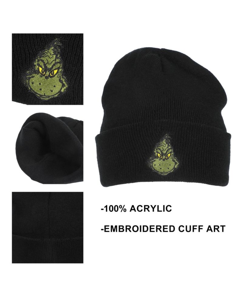 Men's Embroidery Black Acrylic Yarn Standard Cuff Beanie