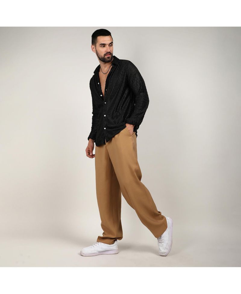 Men's Onyx Black Curly-Creased Shirt