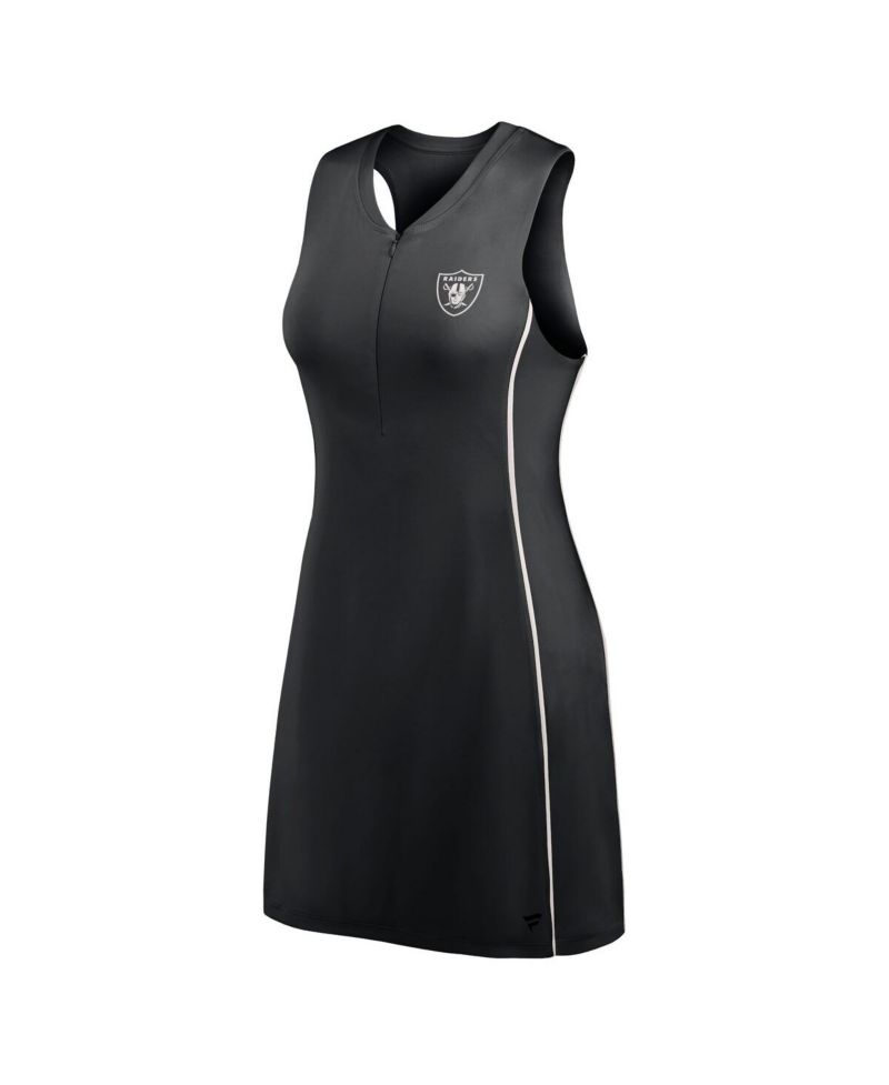 Women's Black Las Vegas Raiders Studio Boost Athletic Half-Zip Dress
