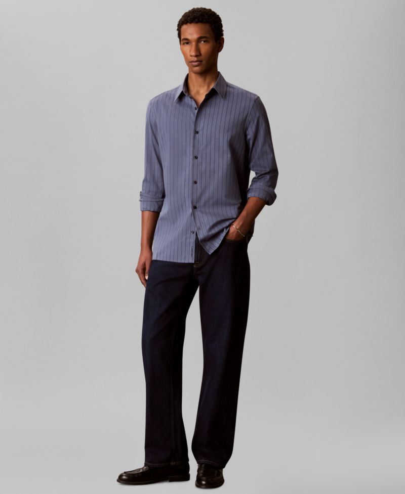 Men's Pinstripe Classic Long-Sleeve Shirt
