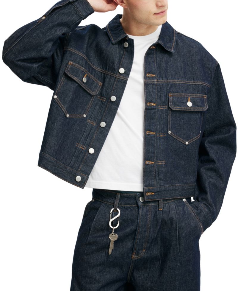 Men's Type 2 Modern-Fit Cropped Denim Jacket