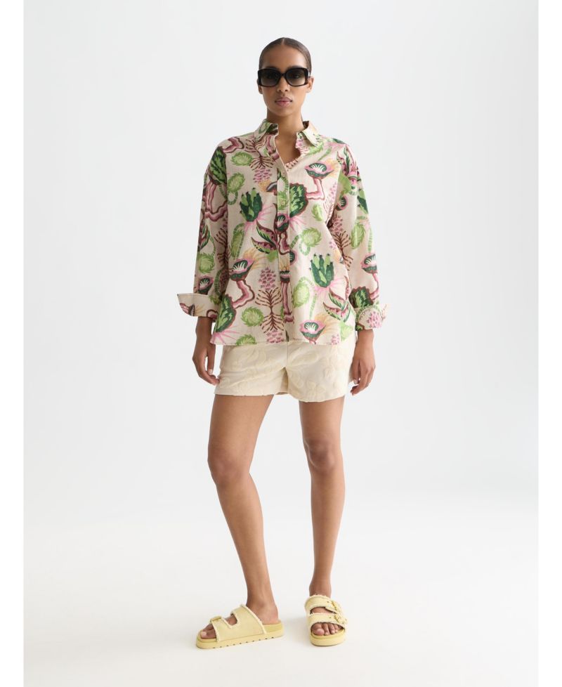 Women's Linen Blend Printed Shirt