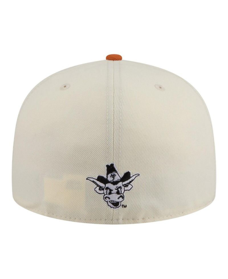 Men's Cream/Texas Orange Texas Longhorns Two-Tone Script 59FIFTY Fitted Hat