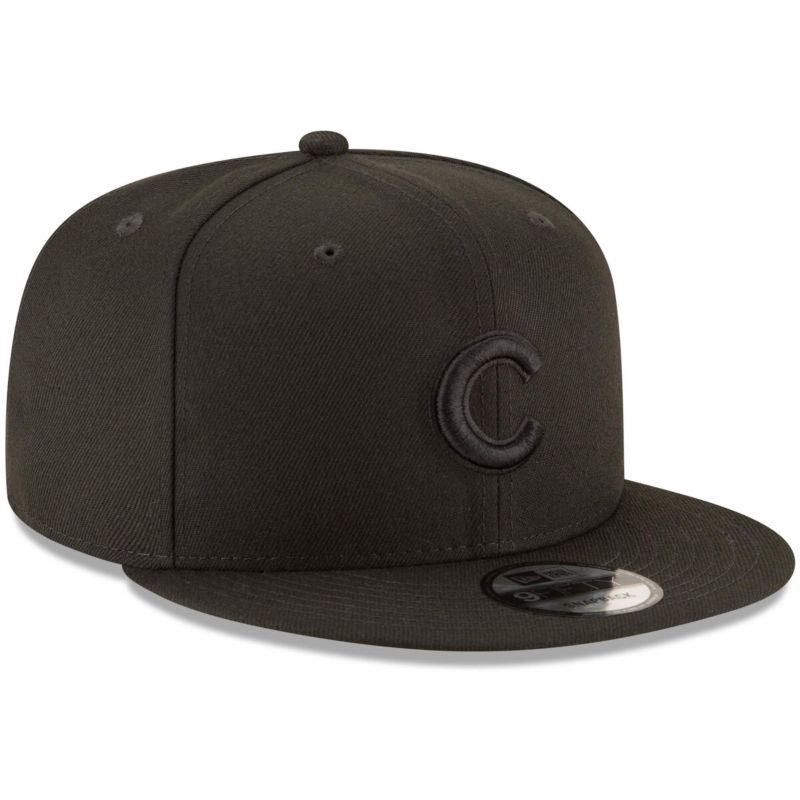 Men's Chicago Cubs Black on Black 9FIFTY Team Snapback Adjustable Cap