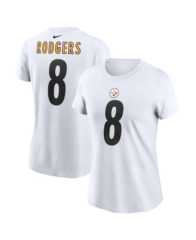 Women's Aaron Rodgers White Pittsburgh Steelers Name & Number T-Shirt