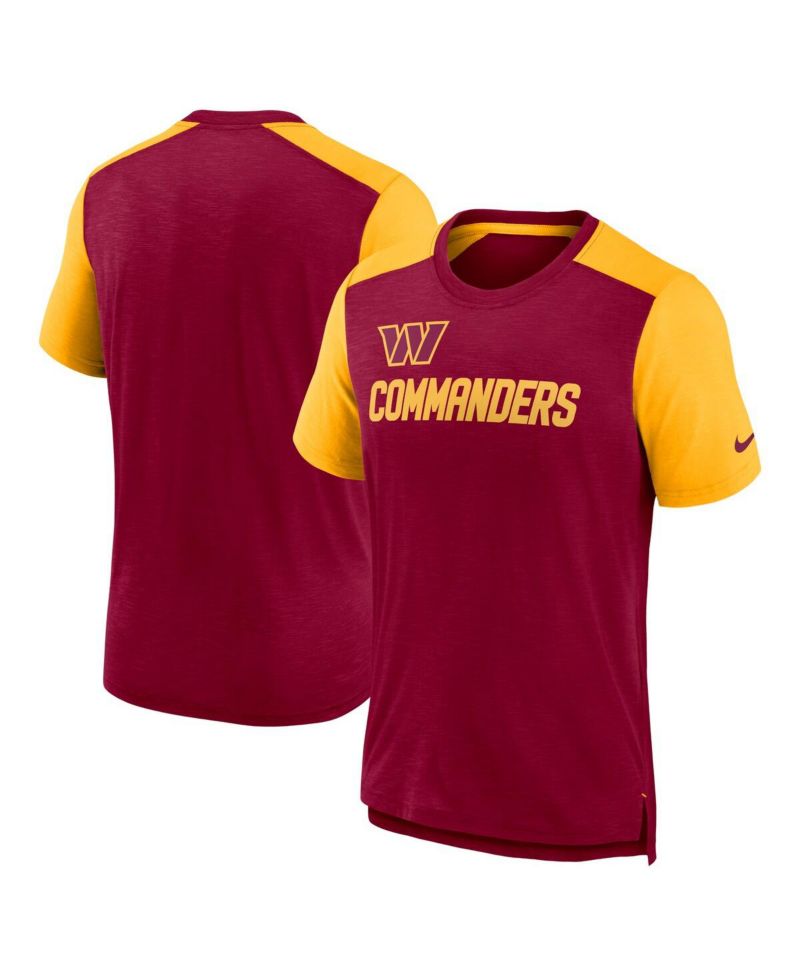 Men's Heathered Burgundy, Heathered Gold Washington Commanders Color Block Team Name T-shirt