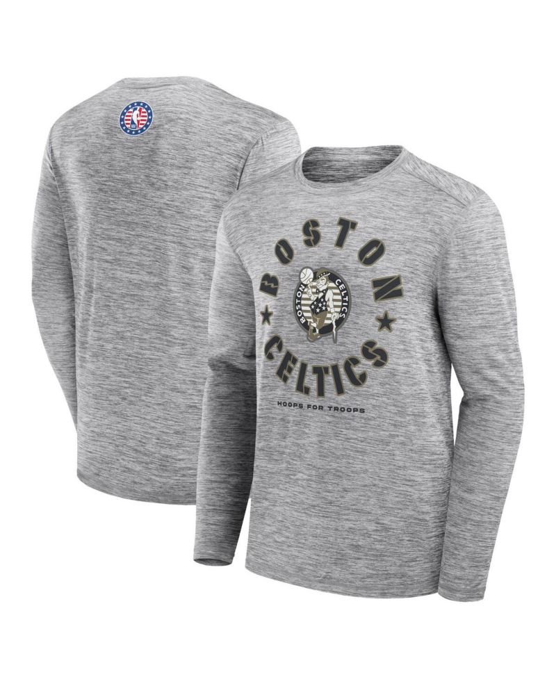 Men's Heather Gray Boston Celtics NBA Hoops for Troops Long Sleeve T-Shirt