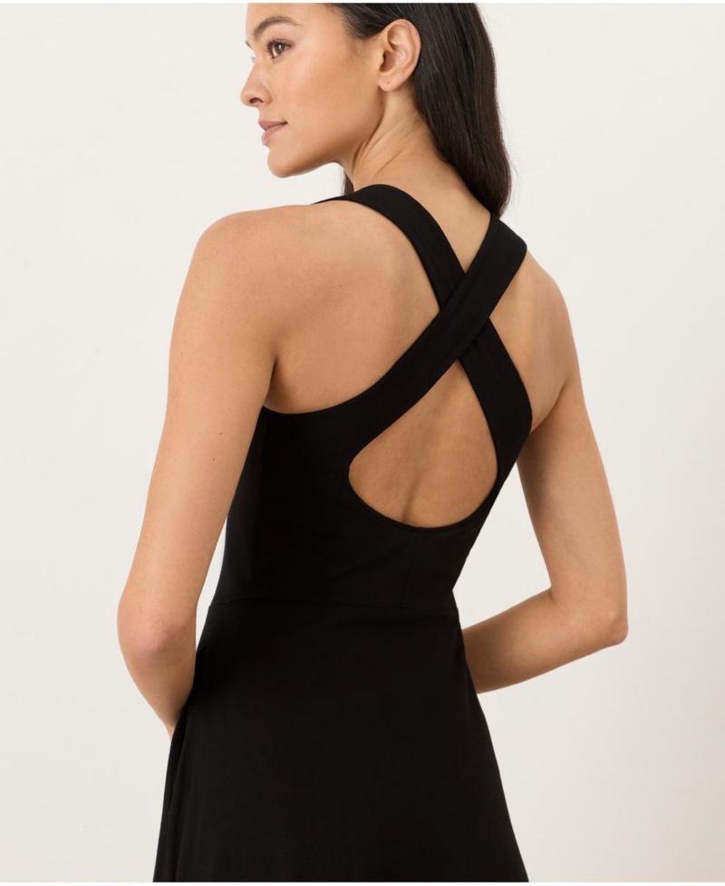 Women's Fit and Flare Open Back Maxi Dress Made with Organic Cotton