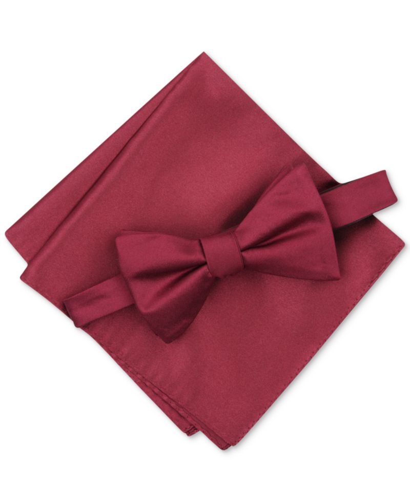 Men's Solid Textured Pre-Tied Bow Tie & Solid Textured Pocket Square Set