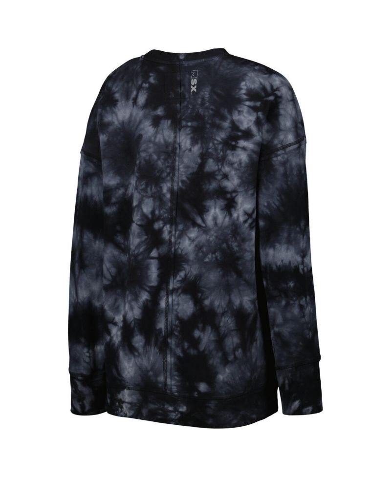 Women's Black New Orleans Saints Bailey Tie-Dye Tri-Blend Pullover Sweatshirt