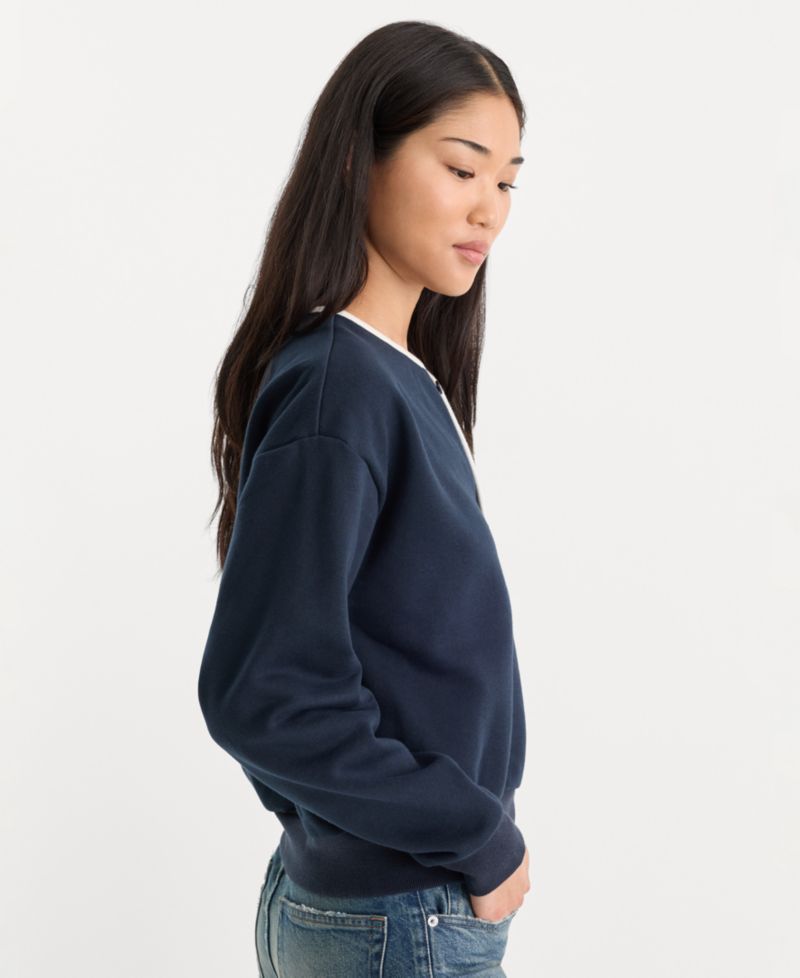 Women's The Brushed Fleece Henley Neck Top