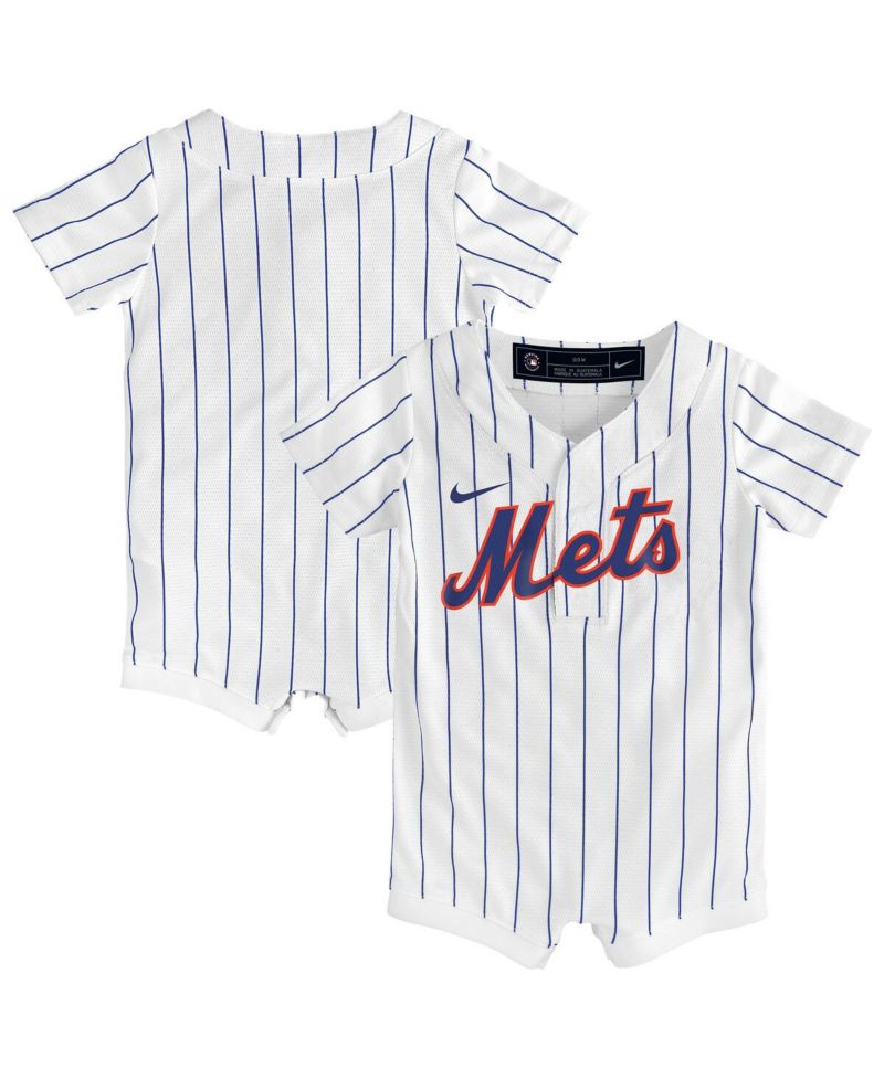 Baby Boys and Girls White New York Mets Home Replica Romper Jersey