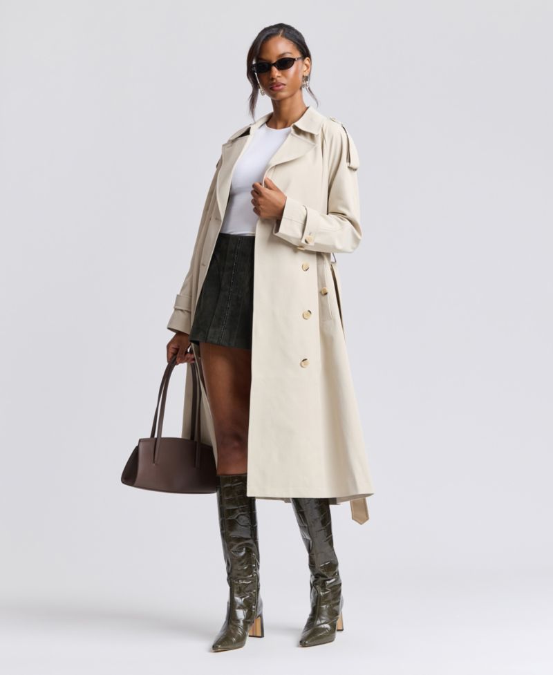 Women's Belted Double-Breasted Cocoon Trench Coat