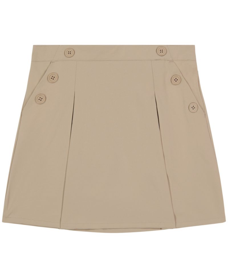 Little Girls Uniform Button Pockets Elastic Waist Scooter Skorts