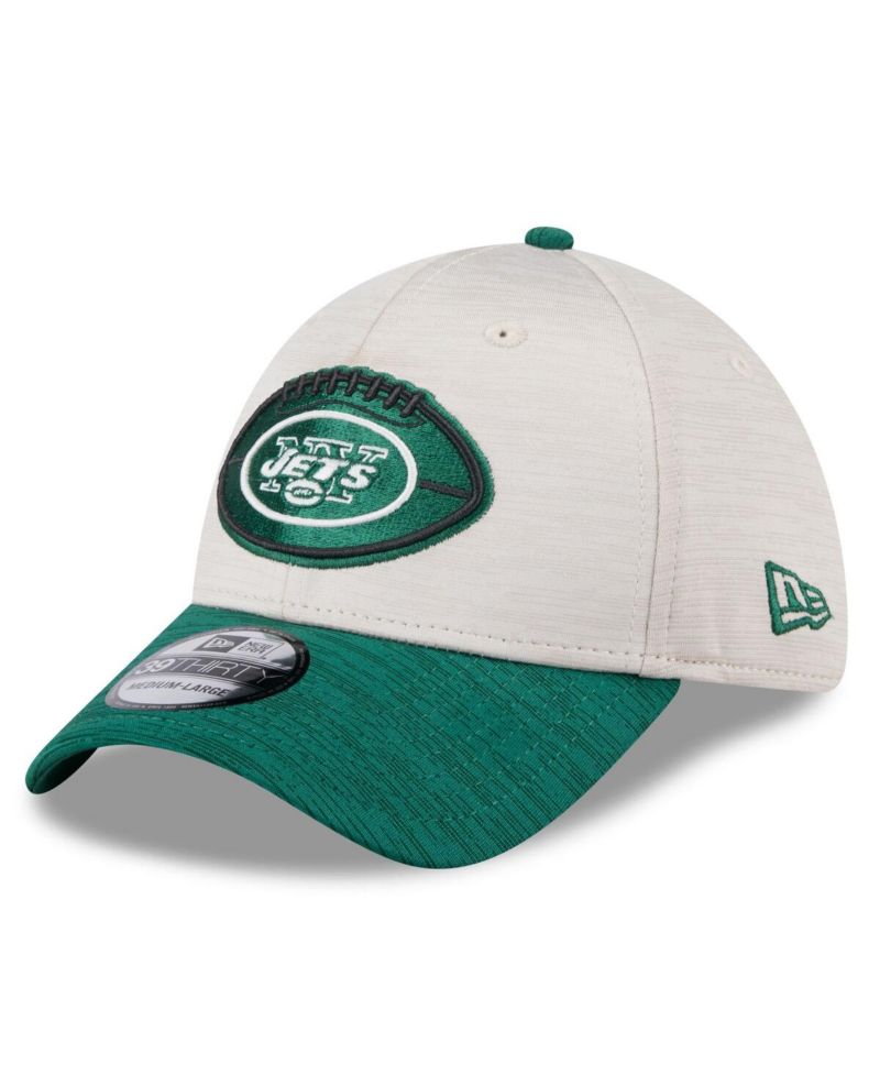 Men's Stone/Green New York Jets 2024 Sideline Historic 39THIRTY Flex Hat