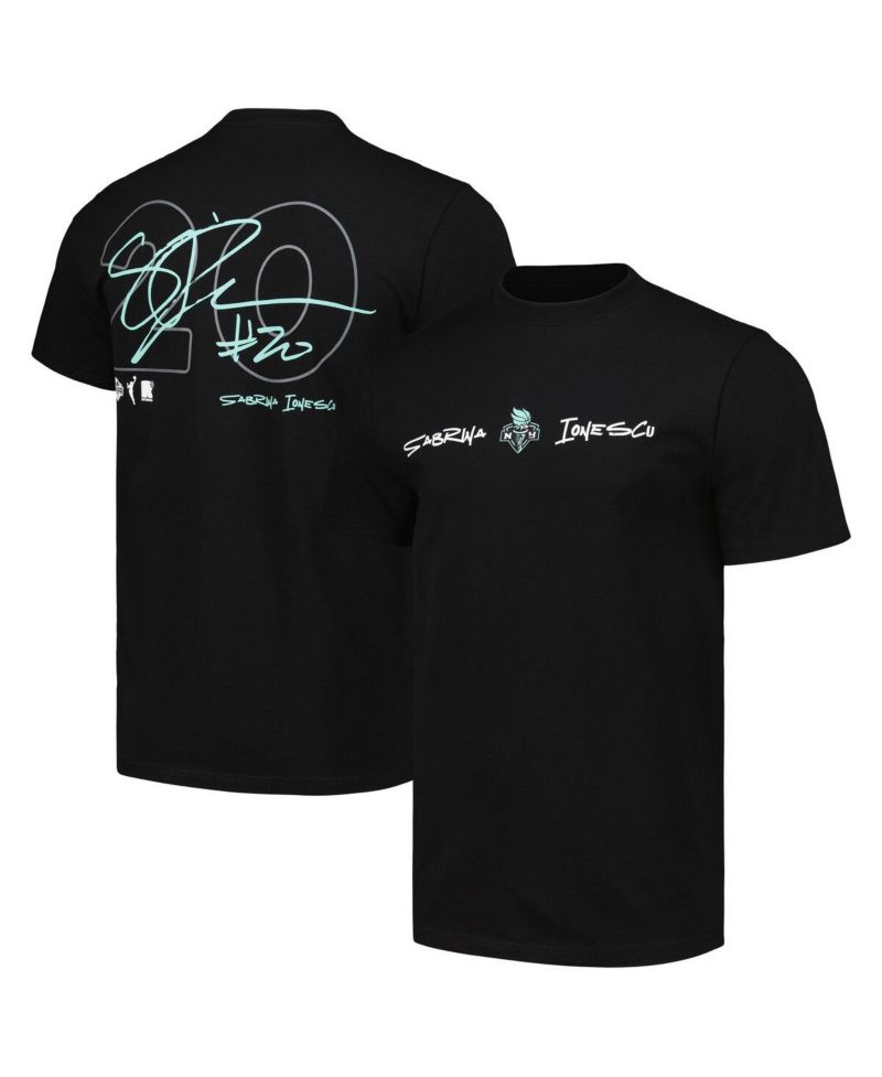 Men's and Women's Sabrina Ionescu Black New York Liberty Player Signature Name & Number T-Shirt