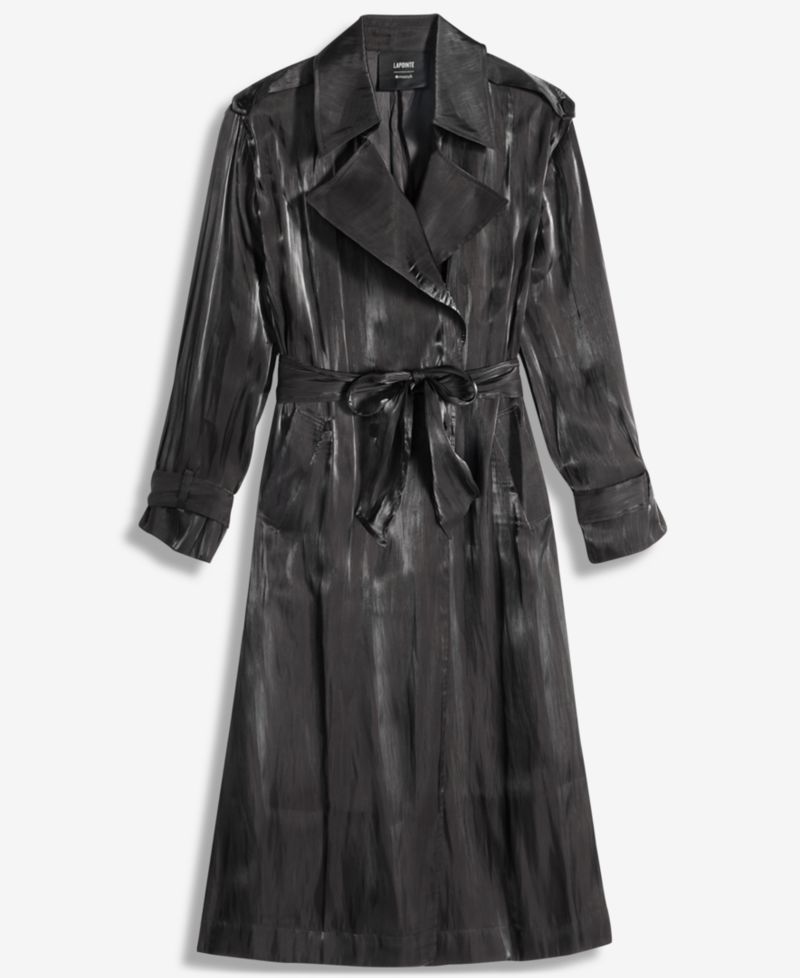 Women's Sheer Organza Double-Breasted Trench Coat