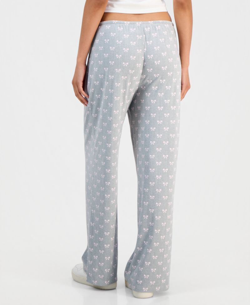 Juniors' Pointelle Printed Drawstring Lounge Pants