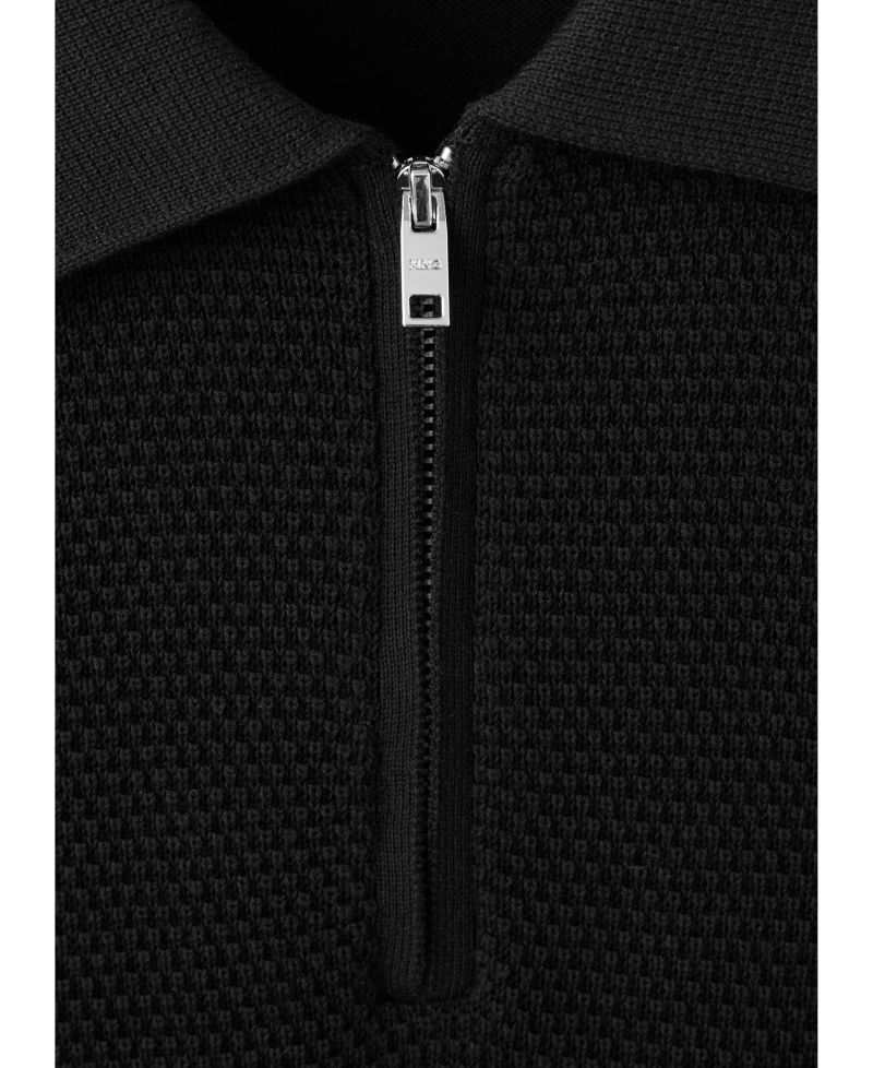 Men's Quarter-Zip Slim-Fit Structured Polo Shirt
