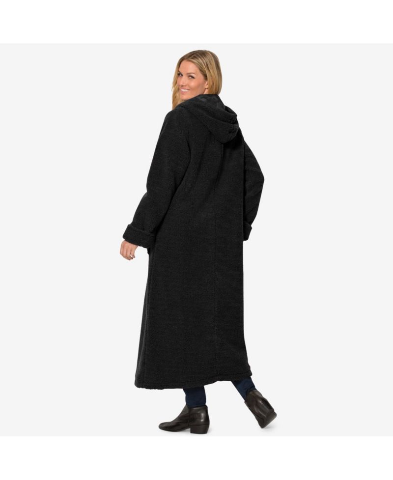 Plus Size Long Hooded Berber Fleece Coat