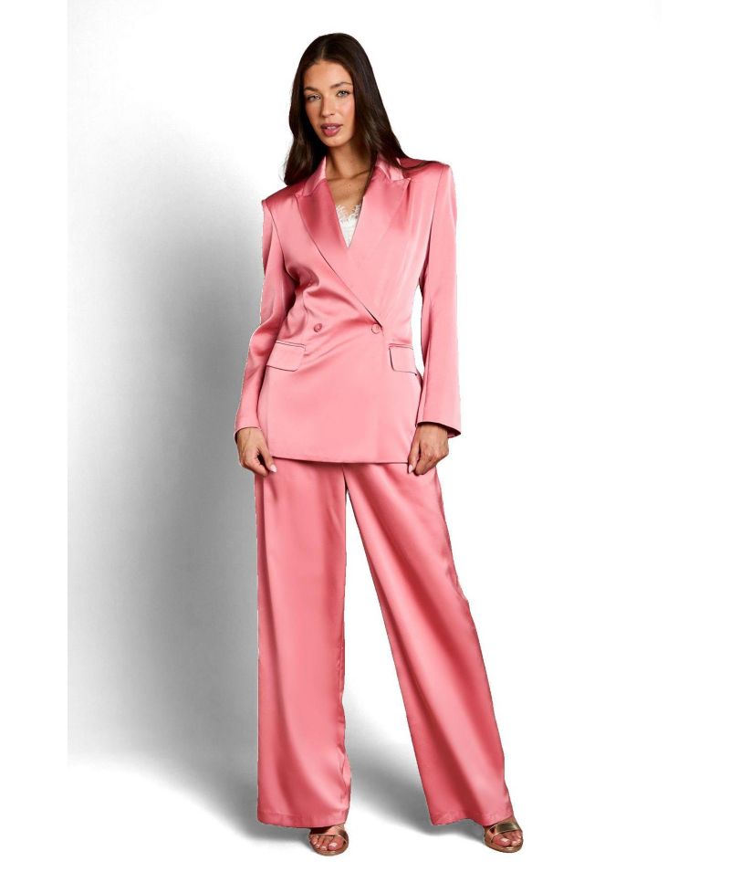Women's Satin High-Waist Flare Trousers