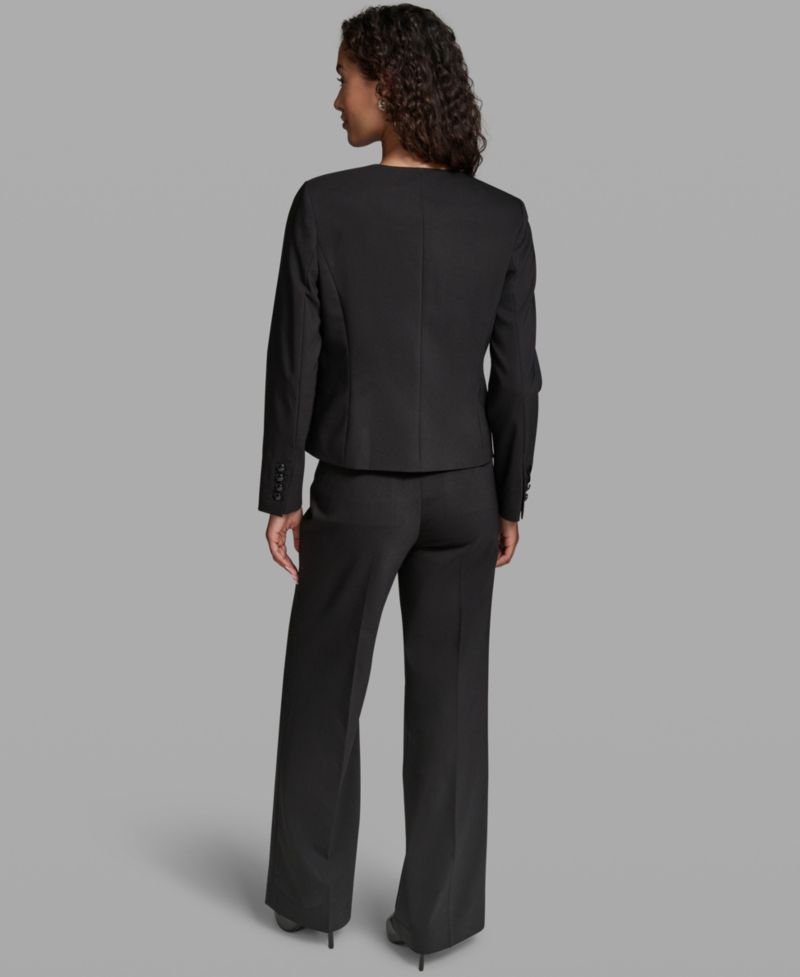 Women's Cotton-Blend Round Neck Cropped Jacket