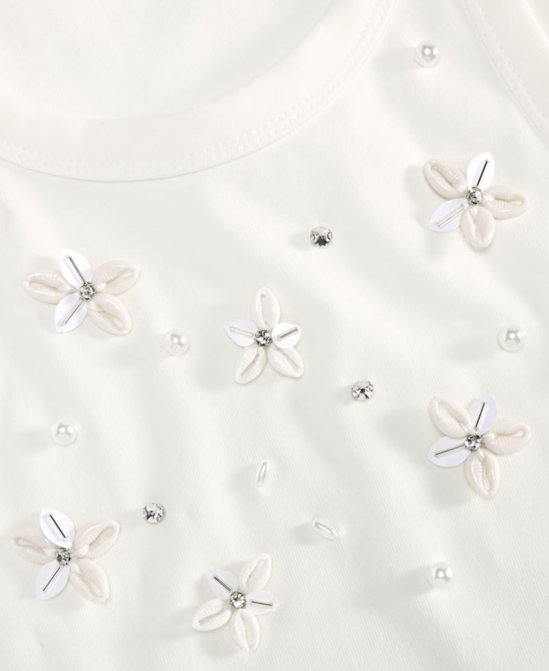 Women's Seashell-Embellished High-Neck Tank Top